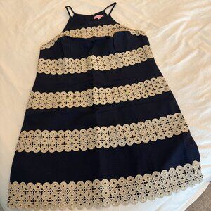 Lilly Pulitzer Navy and Gold Shift Dress
